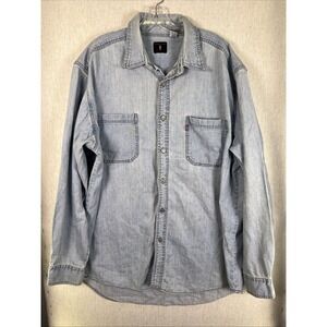Vintage Y2K Levi's Red Tab Denim Metal Button Shirt‎ Men's Large - Distressed